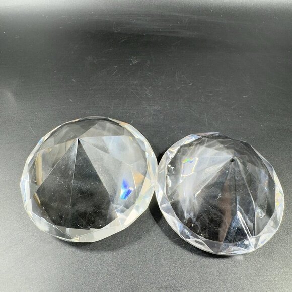 Clear Crystal Glass Diamond Shape Sculpture Paperweight Set2 Made In Germany VTG - Picture 13 of 13